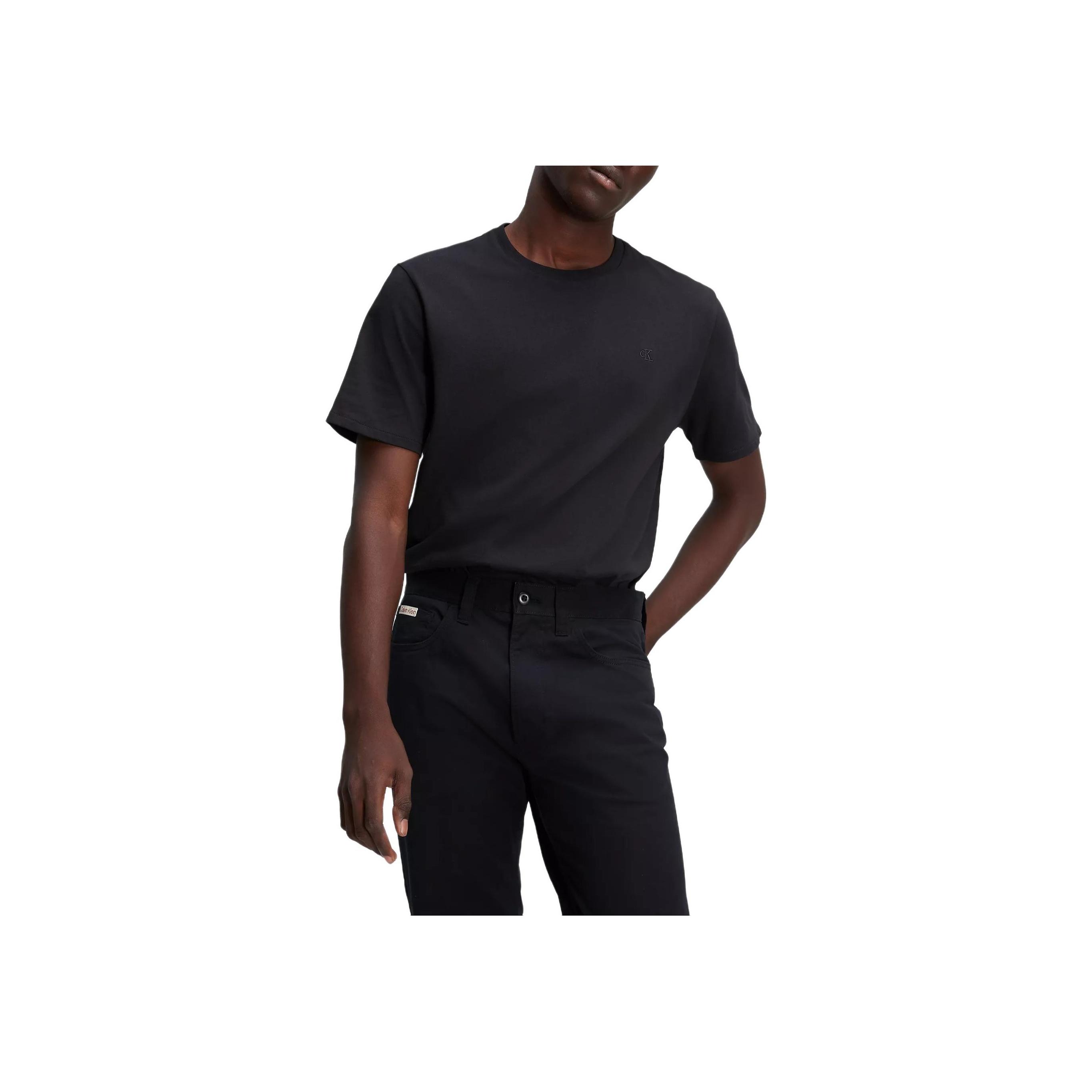 

Calvin Klein Embroidered Logo Smooth Solid Color Crew Neck Short Sleeve T-Shirt Men Tops Black 40HM265-001 M