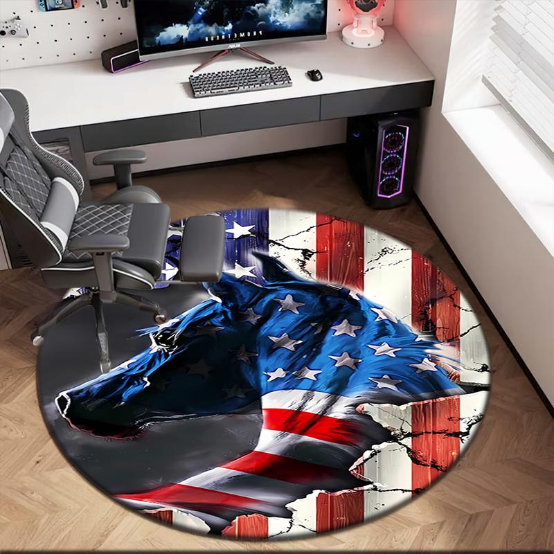 

1pc The Texas state flag and cowboys Round carpet Painted Printed circular carpet, home door mat, outdoor travel protection carpet 80x80cm( 31x31in)