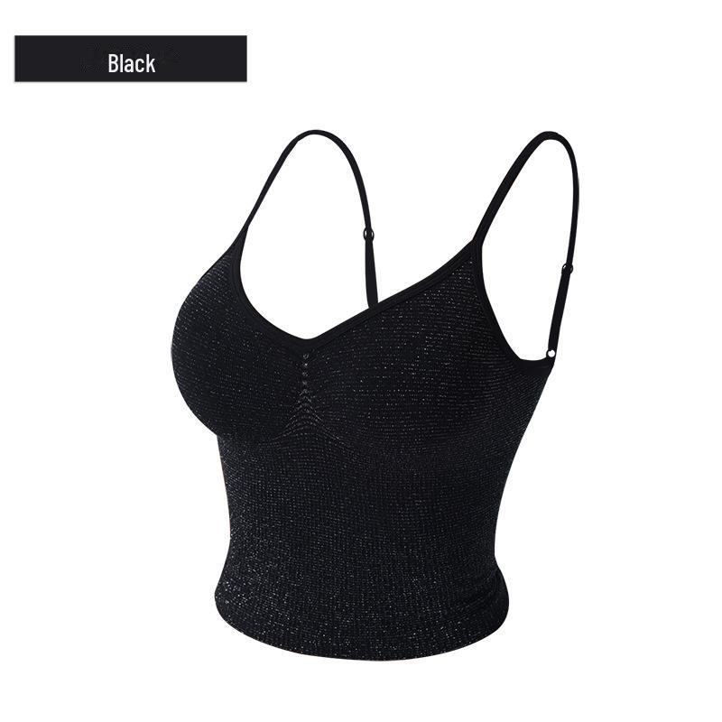 Shimmer Seamless European & American Cross-Border Yoga Suit - Shiny Silver Silk