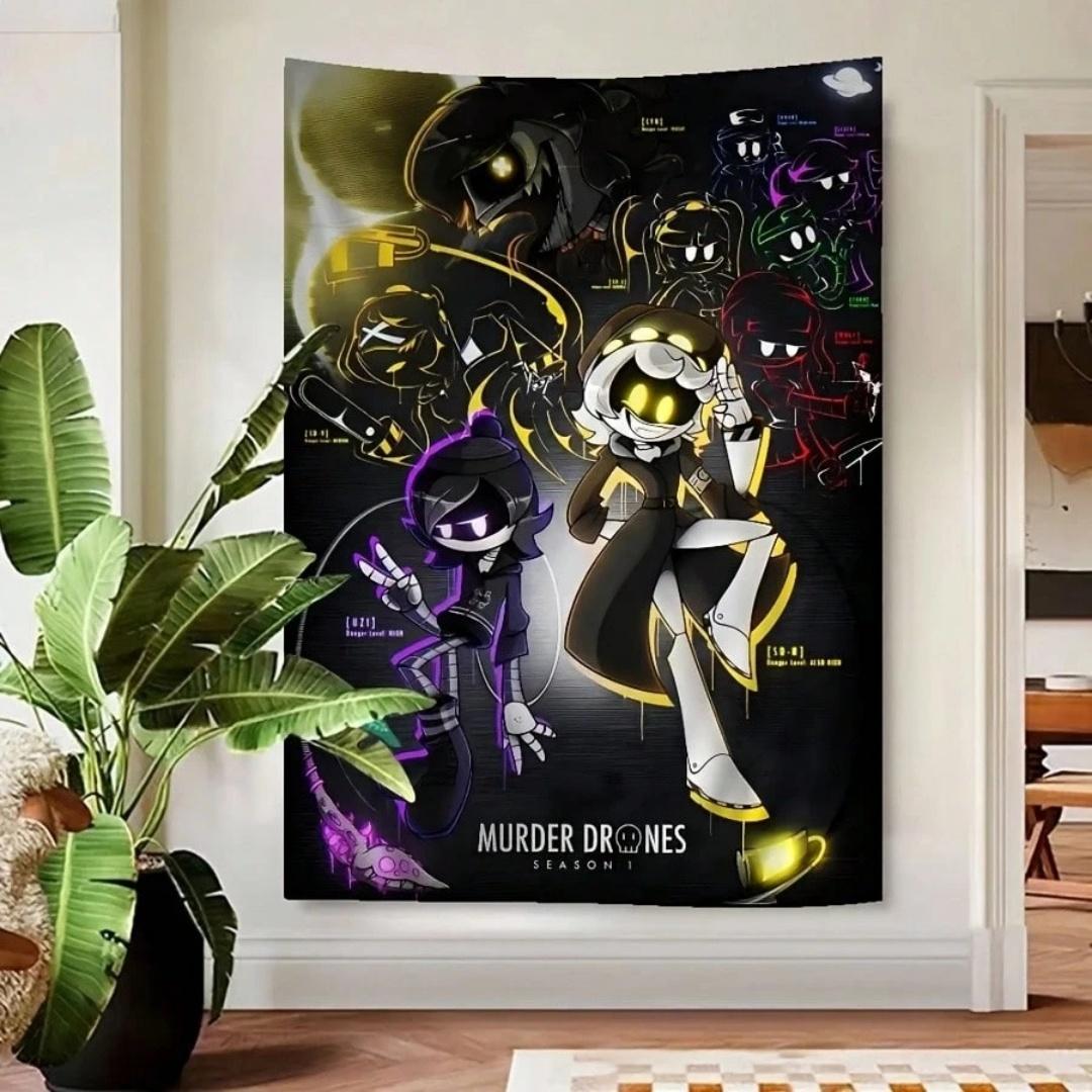 Murder Drones Anime Decor Wandkleed Uzi N En V Thema Wanddecoratie Decoratief Wandkleed Voor Woonkamer Slaapkamer Studentenkamer 120cmX180cm
