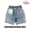COOKMAN Chef Pants Short Snow Washed Denim (M, 31945 Blue)