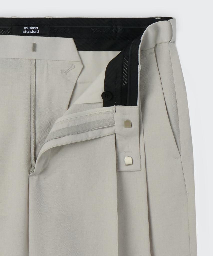 Musinsa Standard Cool Touch To Tuck Wide Hidden Banding Slacks [Dusty Cream]