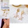 Ocean Theme Alloy Earrings With Starfish And Shell Motif For Women Vacation Fashion
