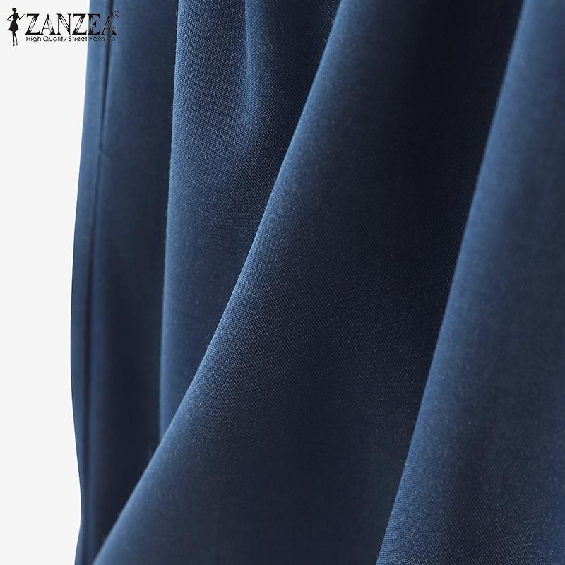 ZANZEA Damebukser med vide ben og elastisk midje