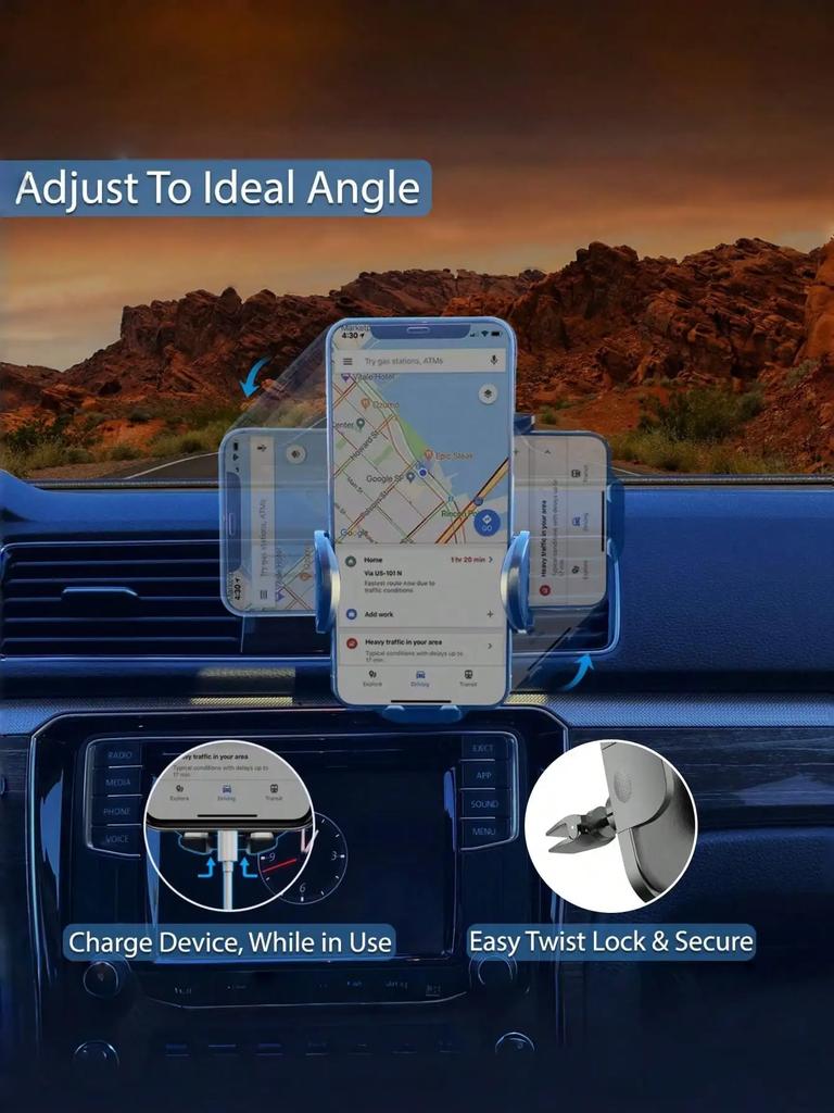 Car Air Vent Phone Mount – ABS Material, Auto-Clamping Smartphone Holder, Universal Fit for Most Vehicle Models