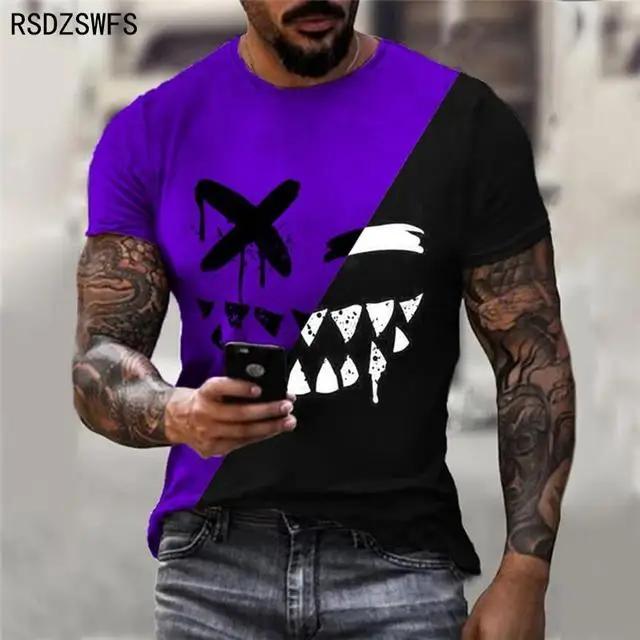 Funny Smiling Face Smiling Pattern Mens Tshirt 3D Print Trend Round Neck Short Sleeve Top Summer Leisure Breathable Pullover