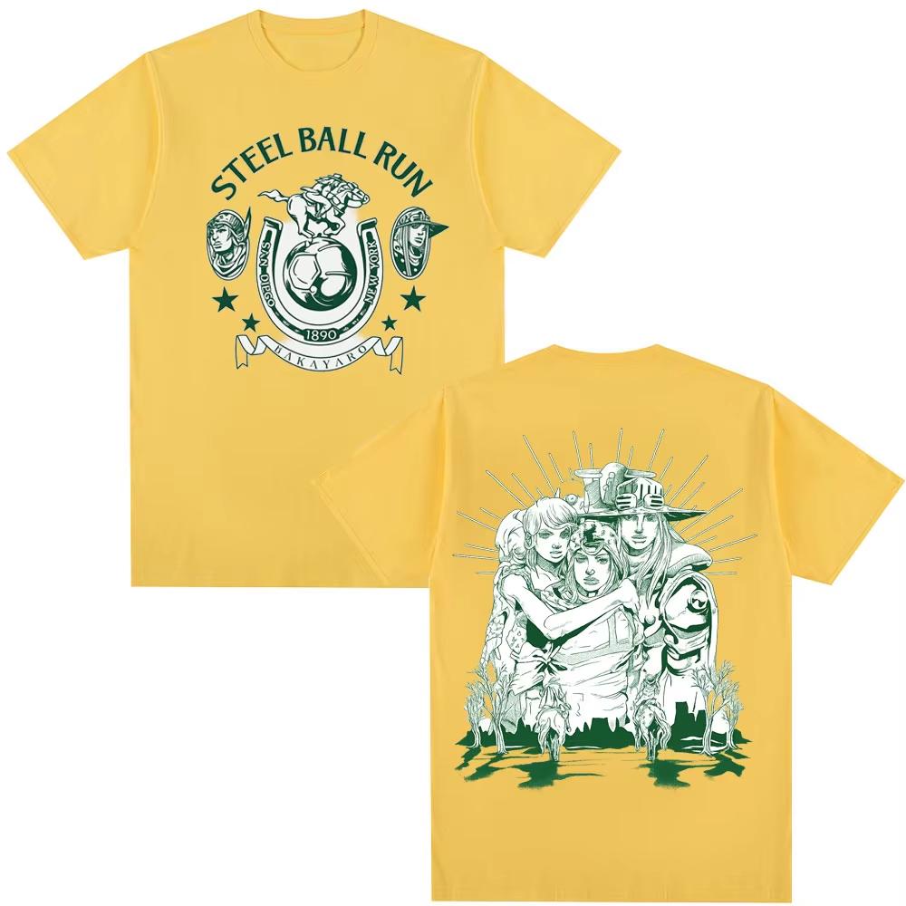 2026 New Anime JoJo's Bizarre Adventure Steel Ball Run Comic Pattern T-Shirt, Parent-child Cotton Casual Loose T-shirt