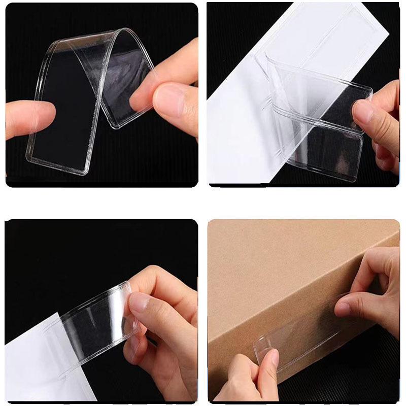 PVC Transparent Self-Adhesive Warehouse ID & Price Tag Card Pocket Sleeve