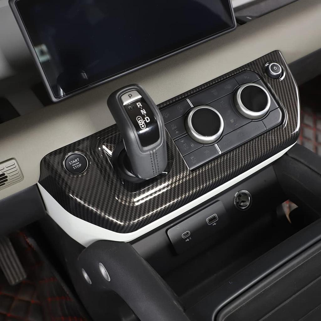 PIUGILH Auto Mittelkonsolen-Rahmenabdeckung & Klimaschalter-Panel Innenverkleidungszubehör für Land Rover Defender 110 2020 2021 2022 2023