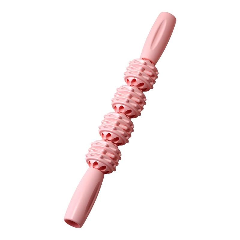 Deep Tissue Massage Roller Multi-Wheel Muscle Relief Tool for Back Neck Legs Portable Fitness Recovery Stick Home Gym Massager with Textured Surface