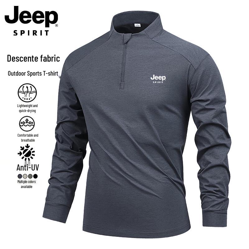 JEEP SPIRIT Men s Long Sleeve Half-Zip Athletic T-Shirt XL