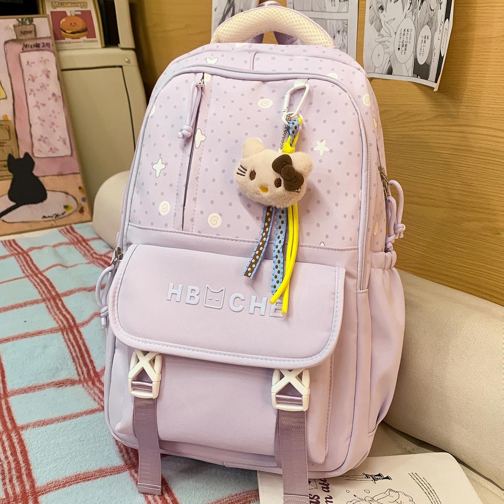 Schoolbag Sweet College Style School Bag Female High Value Korean ins Pink Tender Primary and Secondary School Students Grades 1-1 Lightweight 