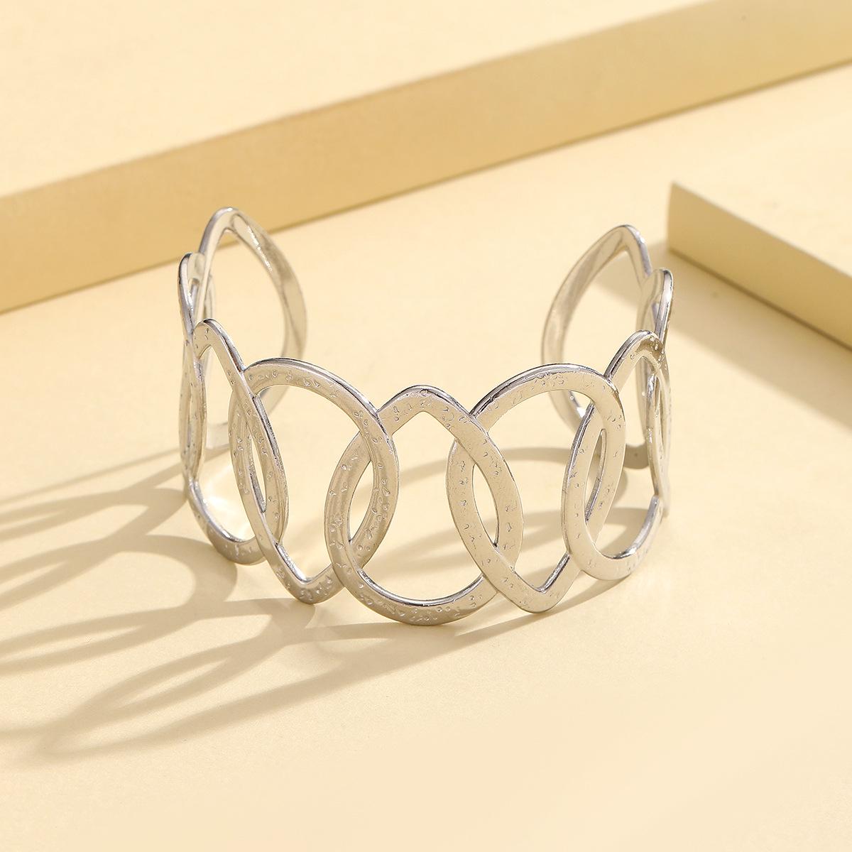 18K Gold-Plated Geometric Water Drop Open Cuff Bracelet - Stainless Steel, INS Style