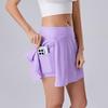 Sports High Waist A-Line Midi Skirt with Pockets - Women's Quick-Dry Yoga Fitness Tennis Skirt with Anti-Exposure Lining
