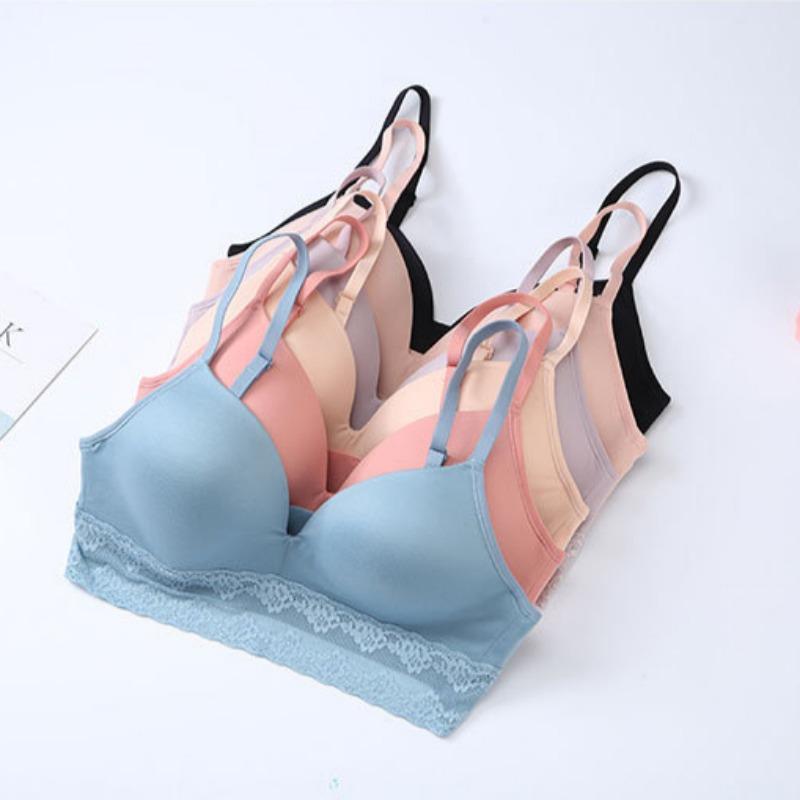 Women's Seamless Underwear Set for Small Chest Push-up Bra Without Underwire Comfortable and Breathable Lace Panties