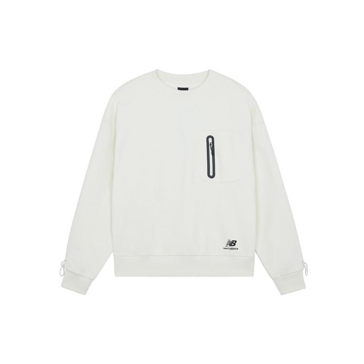 (WMNS) New Balance Logo Printing Solid Color Round Neck Pullover Beige Hoodie Women s AWT14372-NMC S