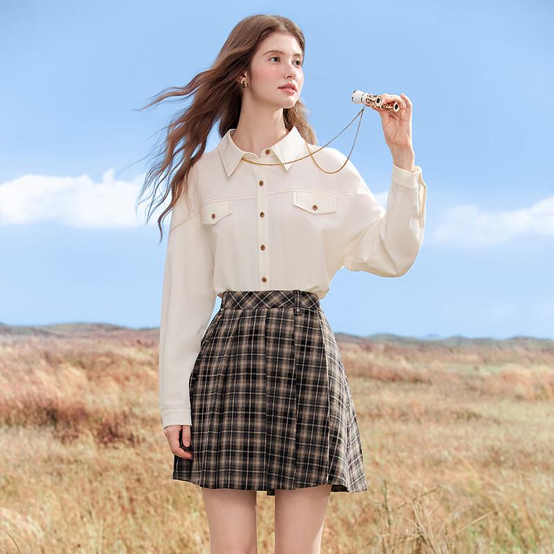 Betu Women's Plaid Pleated A-Line Short Skirt