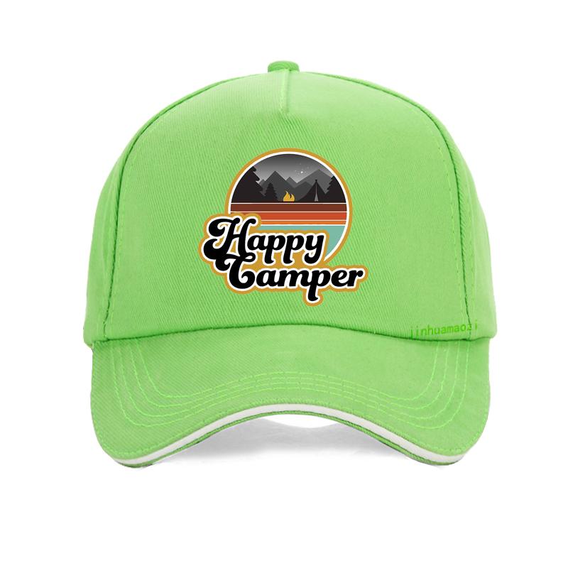 Happy Camper Cap Summer Camp Camping Unisex Women baseball cap Green Hiking Outdoor Sport  Trucker Cap