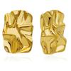 Cold wind stainless steel stud earrings niche design titanium steel K gold irregular square pleated earrings