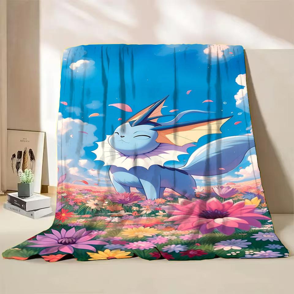 Pokémon Evoli Flanell-Kuscheldecke für Bett Sofa Zuhause Schlafzimmer Büro Reisen Kinder-Überwurfdecke Kinder Winter Warm Weich Geschenke