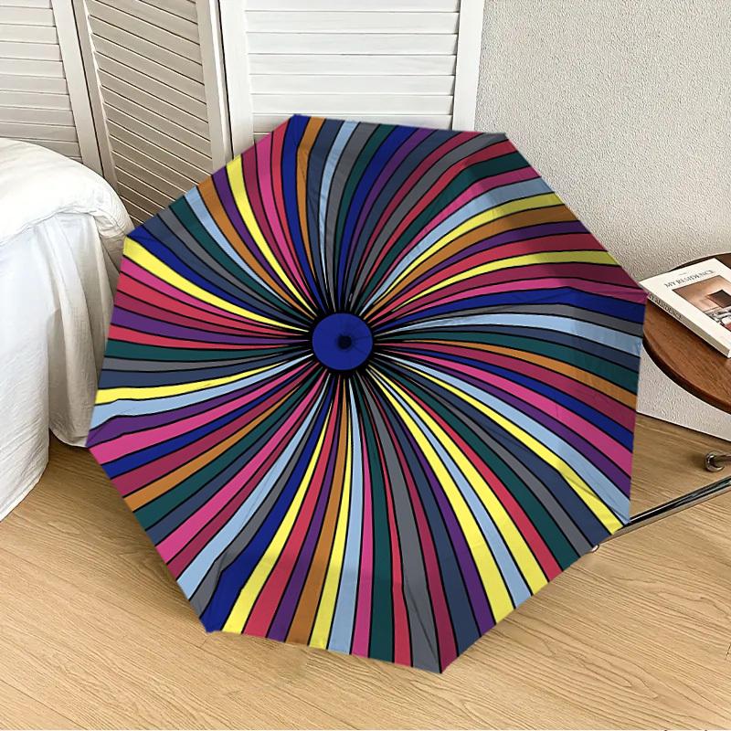 

1pc Spiral Kaleidoscope Pattern Automatic Folding Umbrella, 8-Rib Durable Frame, Durable Foldable Design - Elegant Gift for Commute yy251210062
