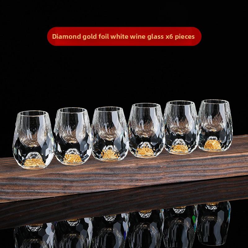 Creative Diamond Jinshan White wine Cup set home gold leaf crystal glass wine divider small mouth wine cup gift box for birthday