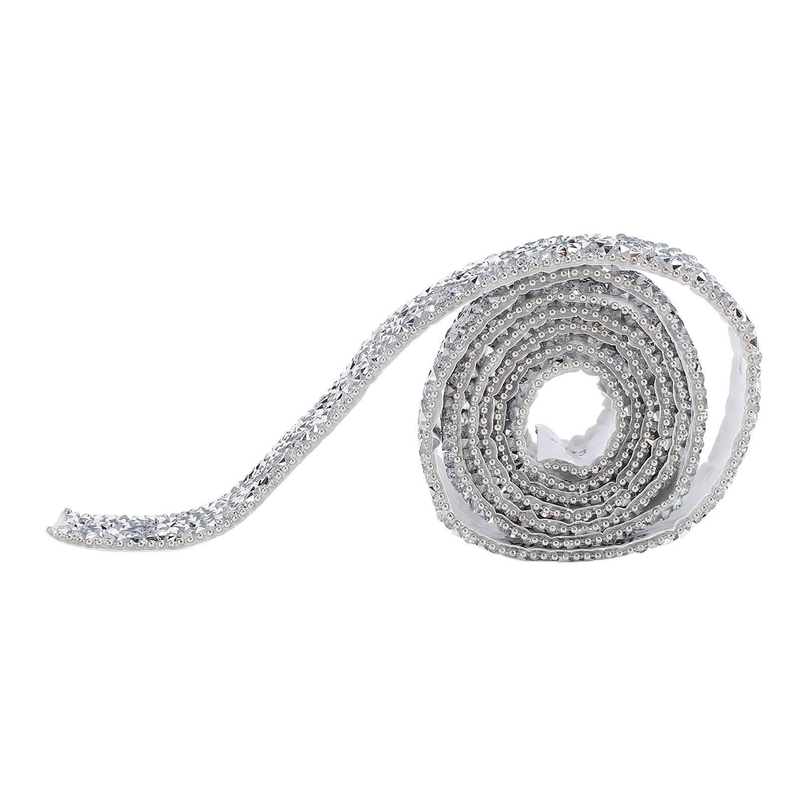 

2 шт. 0,8 дюйма Серебристая полоска из смолы со стразами Самоклеящаяся 1 ярд Декоративные блестящие ленты