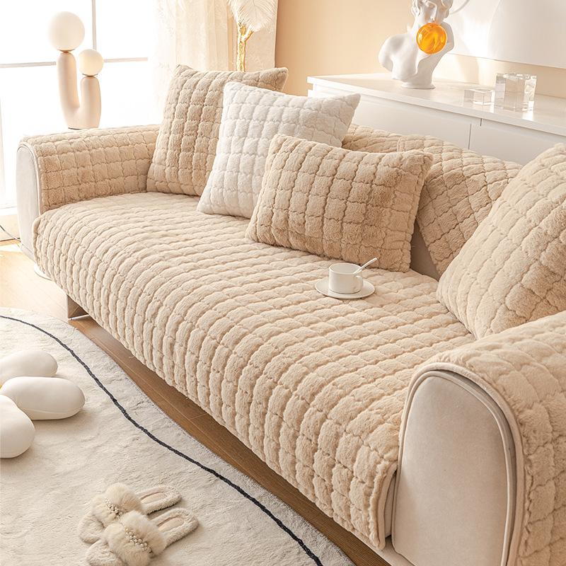 Instagram Style Household Winter Sofa Mat Velvet Insulation and Anti Slip Winter Sofa Seat Cushion A Complete Set of Plush Sofa Armrests