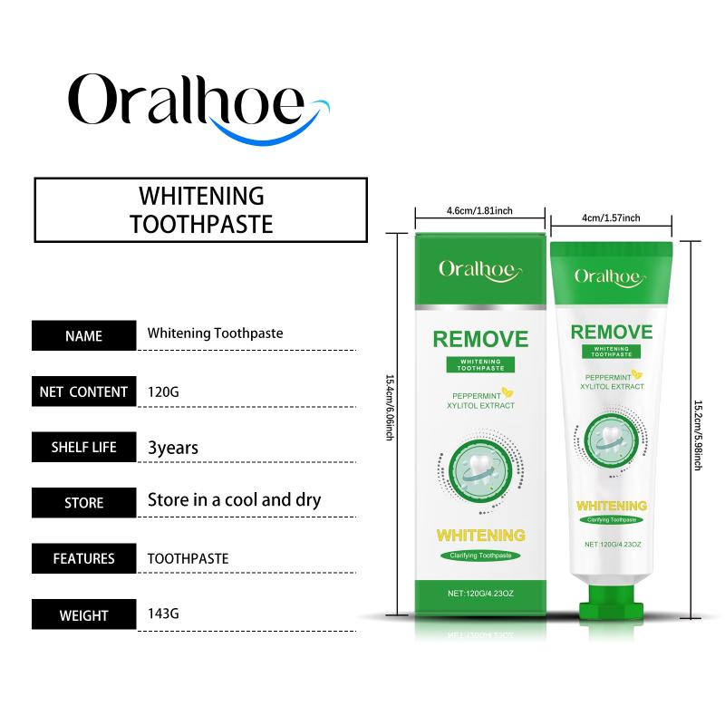Whitening Toothpaste For Teeth Stain Removal, Fresh Breath, Plaque Control, Mint Flavor, Gentle Clean, Oral Care