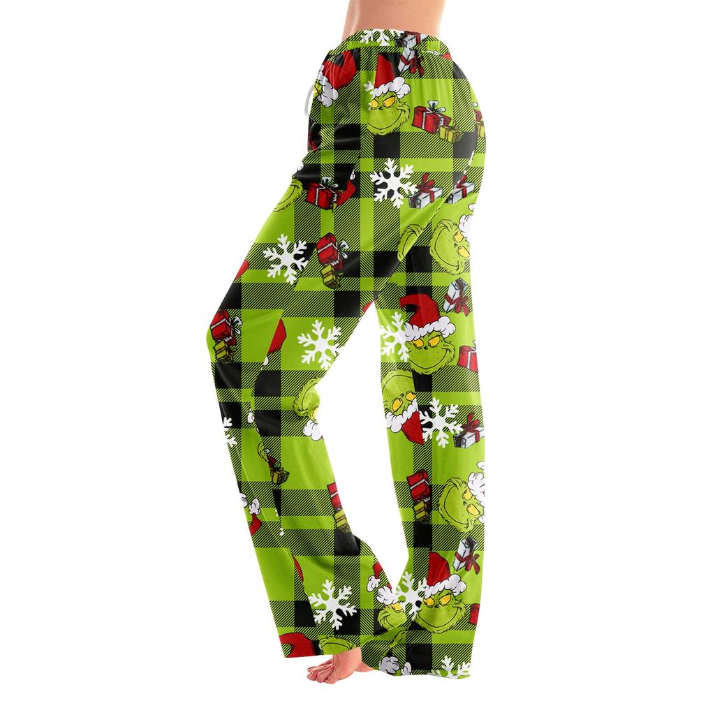 Pajama Pants Sleepwear Casual Drawstring Elastic Waist Pants Comfy Straight Yoga Loose Trousers