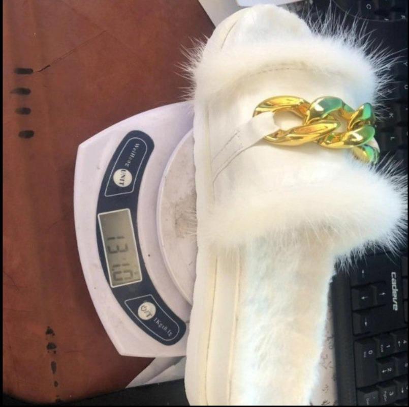 Plus Size Women Shoes Autumn Plush Slippers Fashion Open Toe Solid Color Metal Chain Indoor Casual Shoes 36-43 Slippers Women