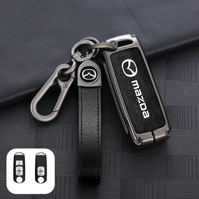 Leather Car Key Case Cover Shell For Mazda 2 3 6 Demio Atenza Axela CX-5 CX5 CX-3 CX7 CX-9 3 4 CX30 2016 2017 2018 2019 Keychain FF29