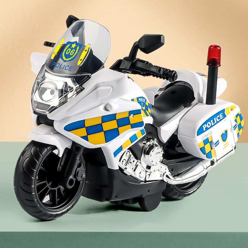 Police Motorcycle Alloy Model With Lights And Sound For Kids Play