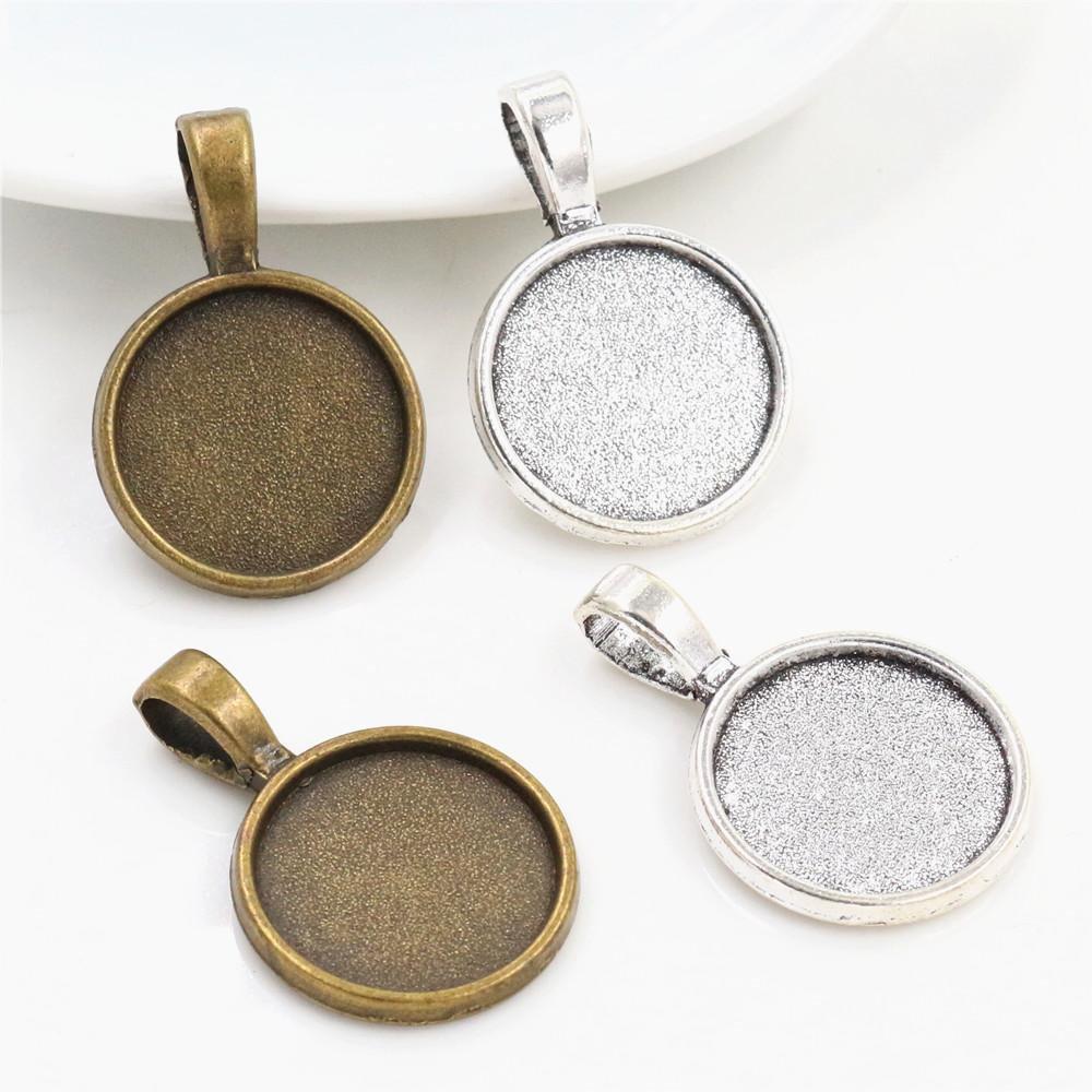 10/15 Stück 14mm 16mm 18mm Innenmaß Antik Bronze Silberbeschichtet Einfacher Stil Cabochon-Basis Cameo-Fassung Anhänger