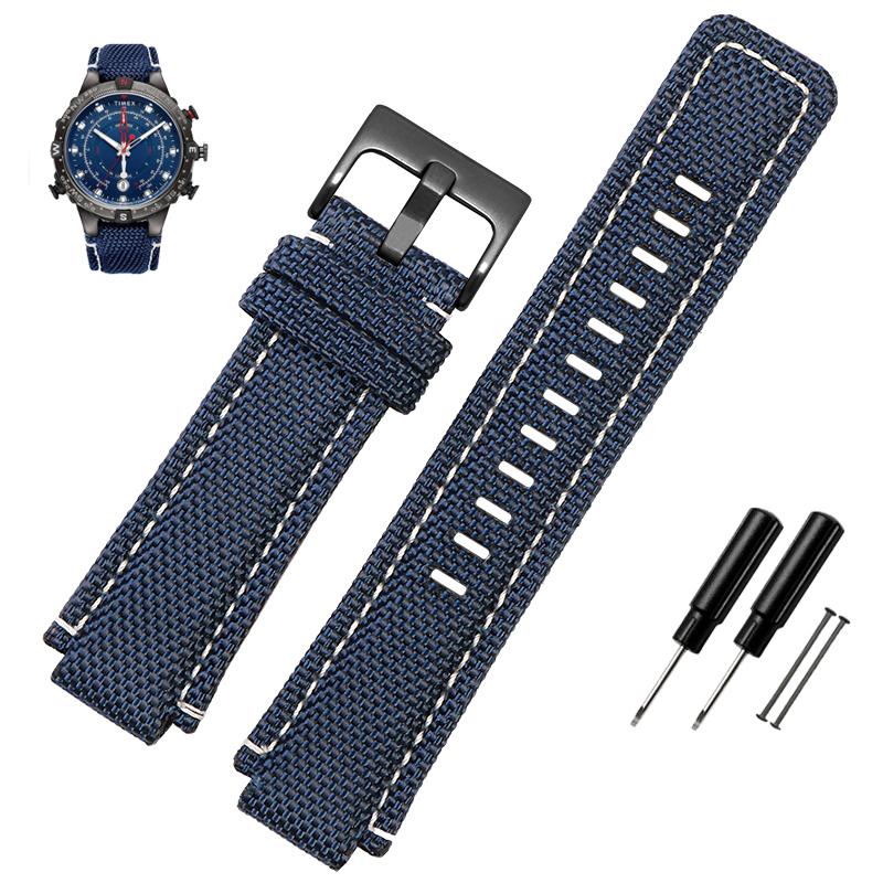 Pro hodinky TIMEX Řemínek TW2T76500 T2N721 T2N720 Sportovní Vysoce kvalitní Nylonové Plátno Řemínek na hodinky Pánské Tide Compass 24×16MM Náramek