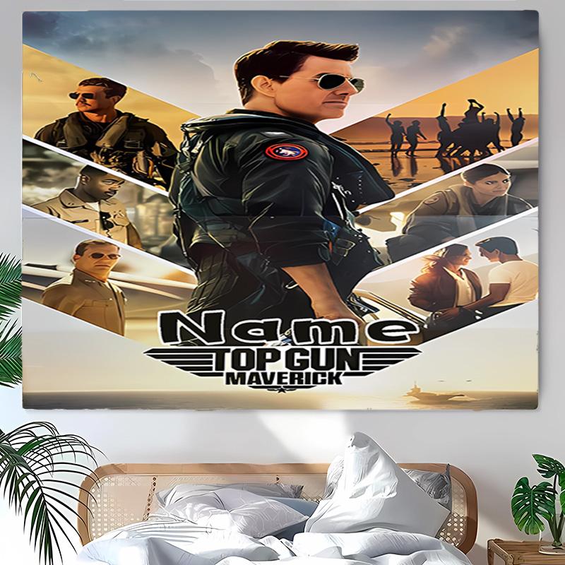 Personalized Top Gun Maverick Background Tapestry,Custom Name Birthday Party,Multifunctional Wall Decoration for Home Decor,Various Occasions