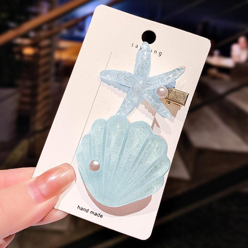 Lindas Pinzas para el Cabello de Estrella de Mar, Concha y Pato 2 Piezas Elegantes y Dulces Pasadores para el Cabello para Mujeres Salidas Diarias Viajes a la Playa Accesorios para el Cabello