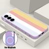 Rainbow Stripe Paint Box Print Case For Samsung Galaxy S26 Ultra S25 FE S24 S23 S22 Plus S21 FE Built-in Metal Plate Magnetic Silicone Cover