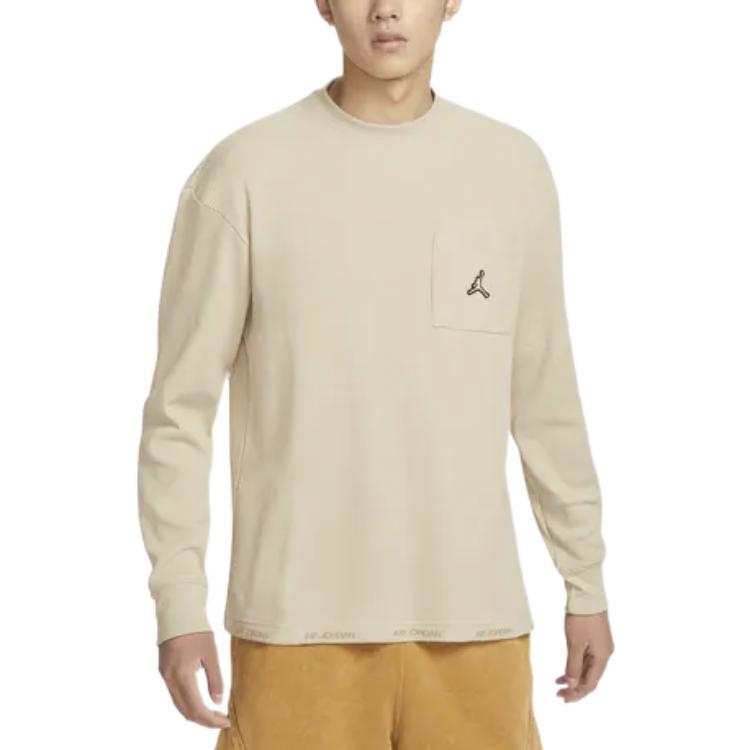 Jordan Embroidered Logo Crew Neck Long Sleeve T-Shirt With Drop Shoulders Men Tops Saffron DV1586-206