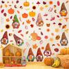 6 Sheets 85 Pcs Thanksgiving Gnome Wall Decals Fall Autumn Harvest Wall Decals Gnome Pumpkin Sunflower Maple Leaves Window Clings for Home Living