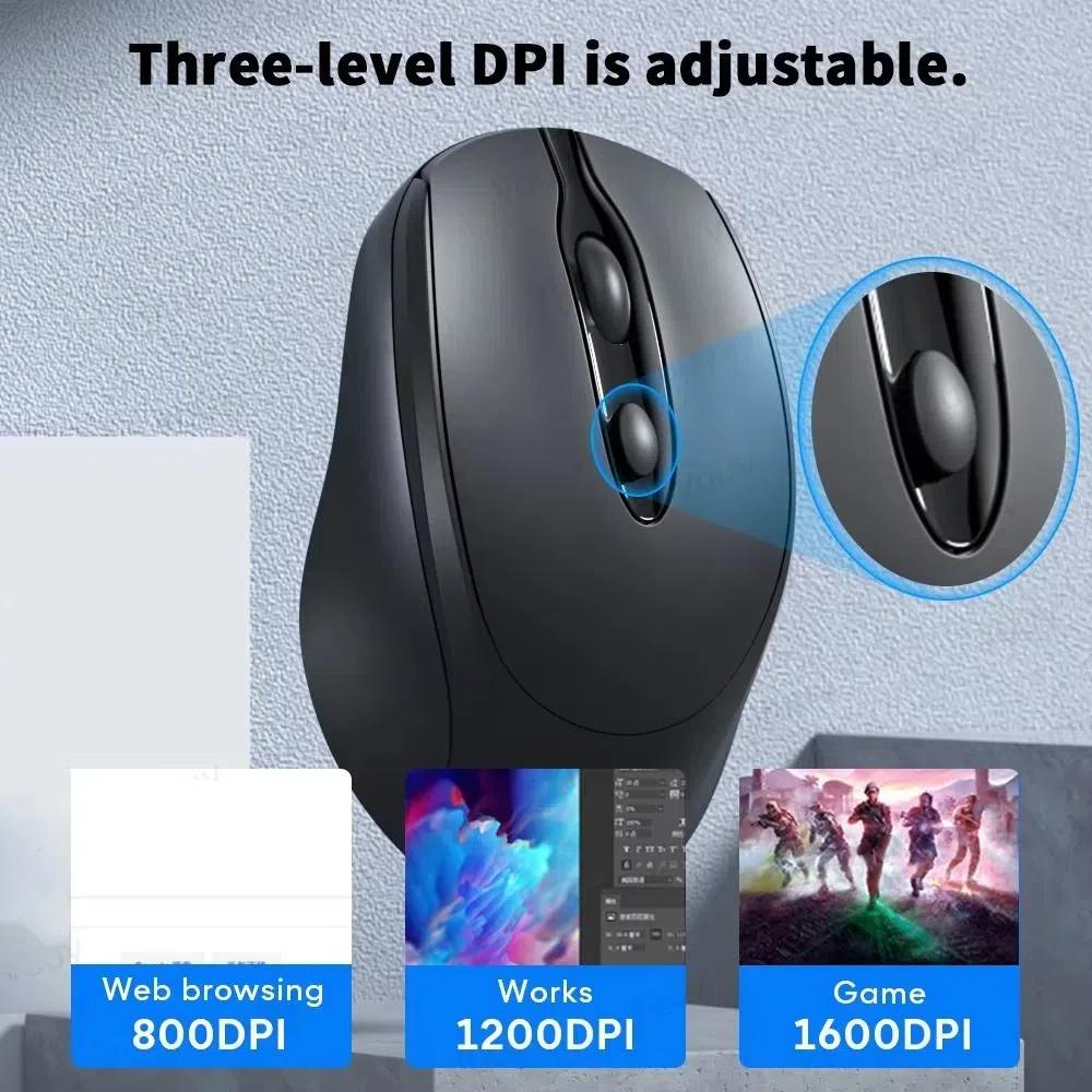 Rechargeable Ergonomics Wireless Mouse 2.4Ghz+BT5.0 Morandi Wireless Mouse  PC/Laptop