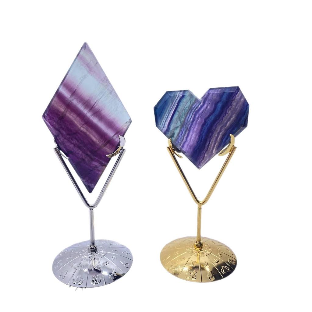 Silver Metal Display Stand for Crystal Heart Rhombus Slice