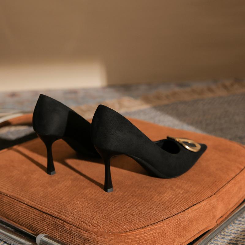 -A Fashion Temperament Women's Single Shoes New Classic Pointed Stiletto High Heel Professional Women