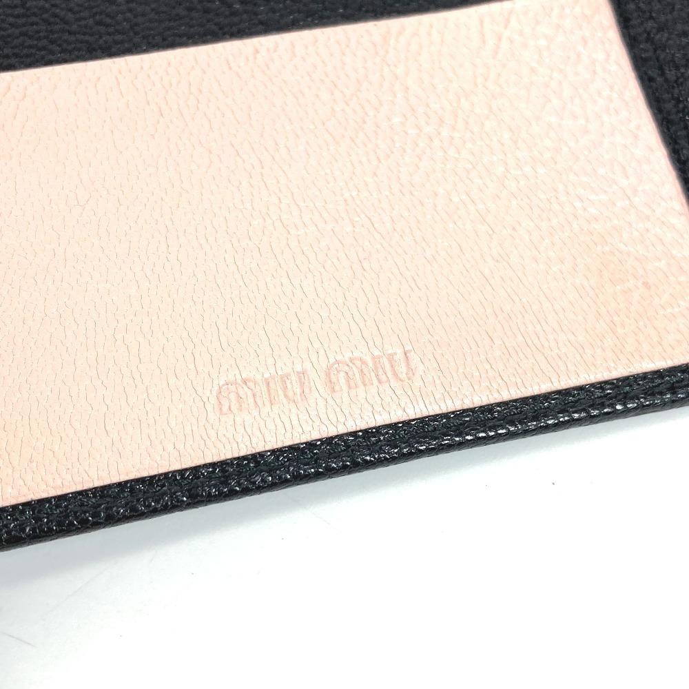 MIUMIU 5MD001 Business Card Holder Pass Case logo Bifold Stationery Card Case