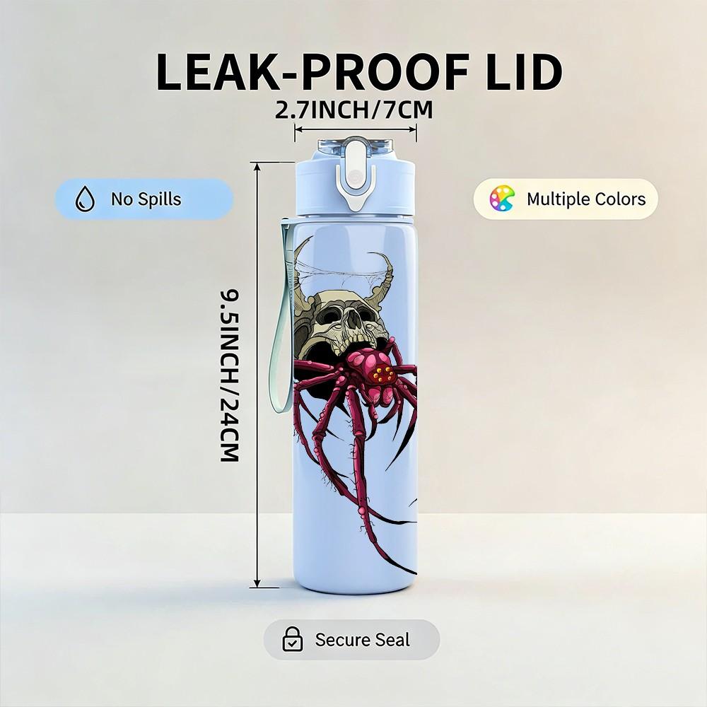 1PC Creepy Long Leg Spider 750ml Color Plastic Sports Water Bottle Leakproof Flip Straw Lid Suitable for Sports Office Home Use