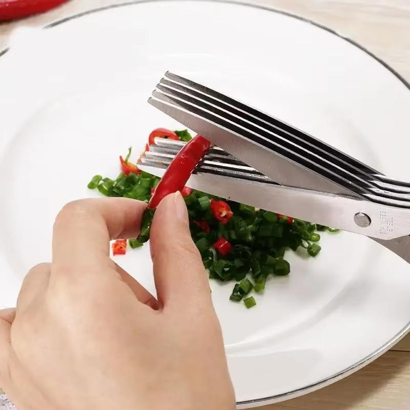 Muti-Layers Kitchen Scissors Stainless Steel Vegetable Cutter Scallion Herb Laver Spices Cooking Tools Cut Kitchen Gadgets