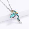 Ciondolo Colibrì Personalizzato e Creativo, Elementi Animali Colorati in Resina Epossidica, Collana Pastorale con Uccello da Donna