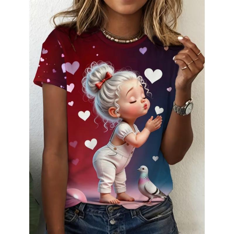 Women s Round Neck Short Sleeved T-shirt 5XL