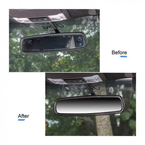 Carbon Fiber For 09-14 Ford F150 Interior Rearview Mirror Frame Trim Ring Cover