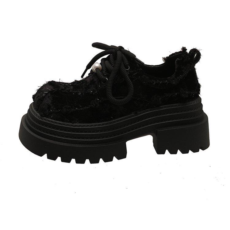 [Ushilai] thick-soled big-headed loafers for women's spring 2025 new heightening casual versatile Mary Jane shoes